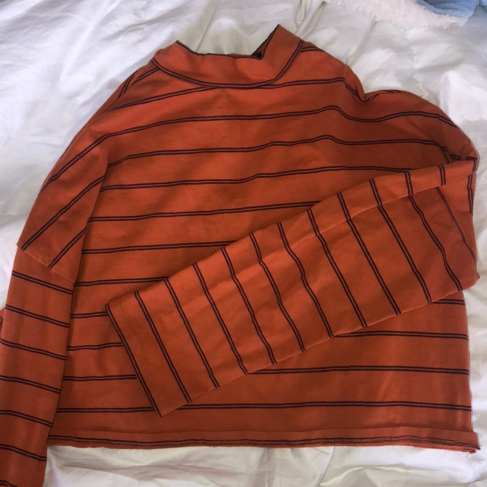 cropped striped orange long sleeve